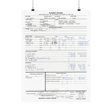 Load image into Gallery viewer, Prince "Purple Rain" (signed) Work Order from Sunset Sound