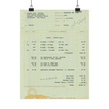 Load image into Gallery viewer, Prince "Purple Rain" Mix Work Order @ Sunset Sound