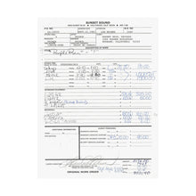 Load image into Gallery viewer, Prince "Purple Rain" (signed) Work Order from Sunset Sound