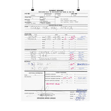 Load image into Gallery viewer, Toto "Africa" work order from Sunset Sound Recording Studio