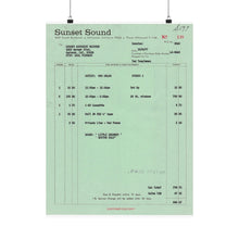 Load image into Gallery viewer, Van Halen "ERUPTION" (Mix) Work Order from Sunset Sound Recorders