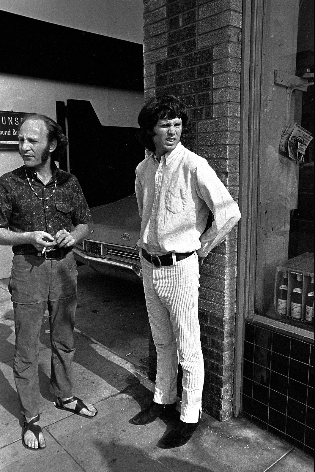 Jim Morrison and Paul Rothchild outside Sunset Sound (print) 11X14